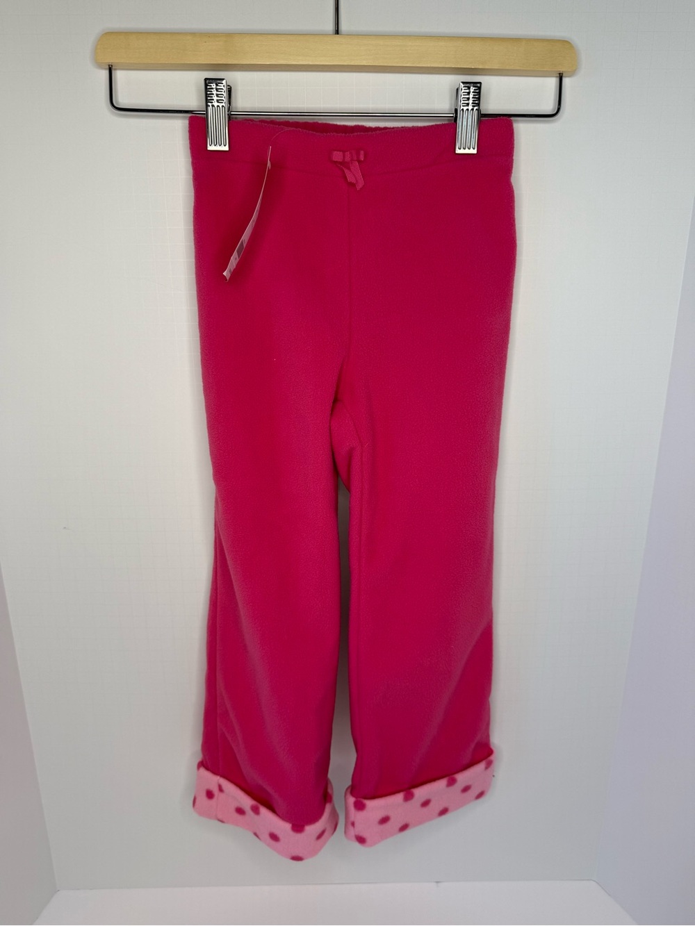 Gymboree Girls Pink Fleece Pants with Polka-Dot Cuffs 4T. New With Tags